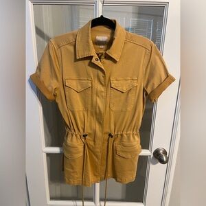 Liverpool Short-Sleeve Shirt Jacket & Short 2 Piece Set in Mustard Yellow